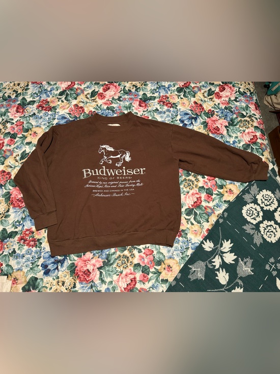 Budweiser Sweaters - Budweiser Brown Crewneck with White Logo